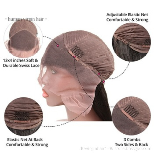 factory wholesale price water wave 13*4 lace frontal wig for black woman virgin brazilian human hair